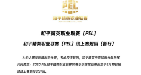 2020PEL和平精英职业联赛将调整为线上赛